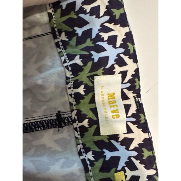 Maeve Anthropologie The Colette Wide Cropped Pants Airplane Print EUC Size 29 - Picture 5 of 12
